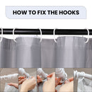 Shower Curtain With 12 Curtain Hook Mould & Mildew Water Resistant Plain Bathroom Curtain