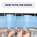 Shower Curtain With 12 Curtain Hook Mould & Mildew Water Resistant Plain Bathroom Curtain