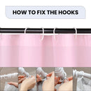 Shower Curtain With 12 Curtain Hook Mould & Mildew Water Resistant Plain Bathroom Curtain