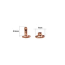 Double Cap Studs Rose Gold Tubular Rivets For Bags, Belts, Leathercraft, Dog Collar