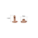 Double Cap Studs Rose Gold Tubular Rivets For Bags, Belts, Leathercraft, Dog Collar