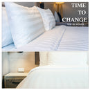 Satin Stripe Cotton Duvet Cover Set - Single/Double/King/Super King