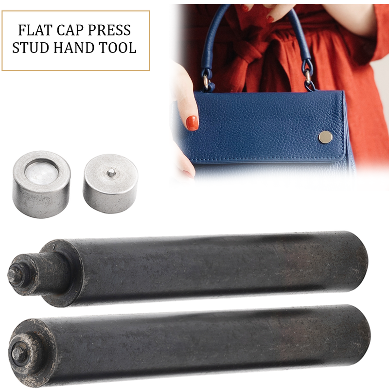 Flat 12.5mm/15mm Cap Press Studs Fixing Hand Tool Set 4 Part For DIY Leathercraft Clothing