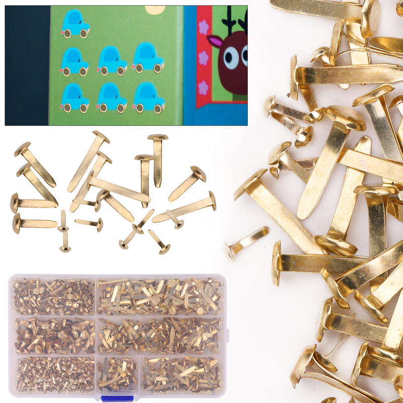 500pcs Mini Brad Fasteners With Storage Box, Gold Tone Round Head Split  Brads For Kids, School Projects, Scrapbooking, Card Making, Tool, Diy Paper  Crafts