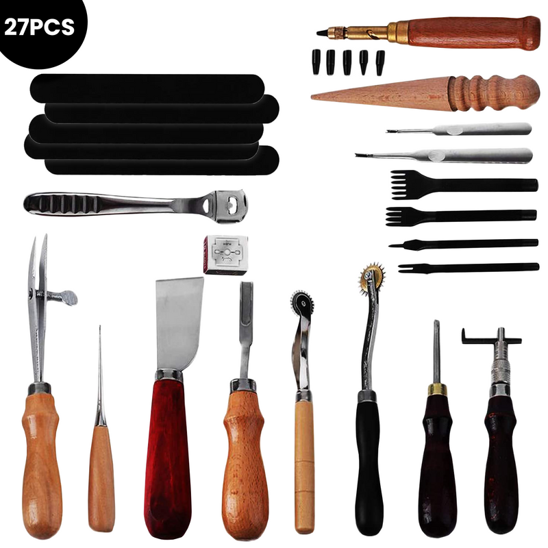 Leather Craft Hand Punch Tool Set 27pcs/48pcs DIY Stitching Tool Kit For Sewing & Crafting