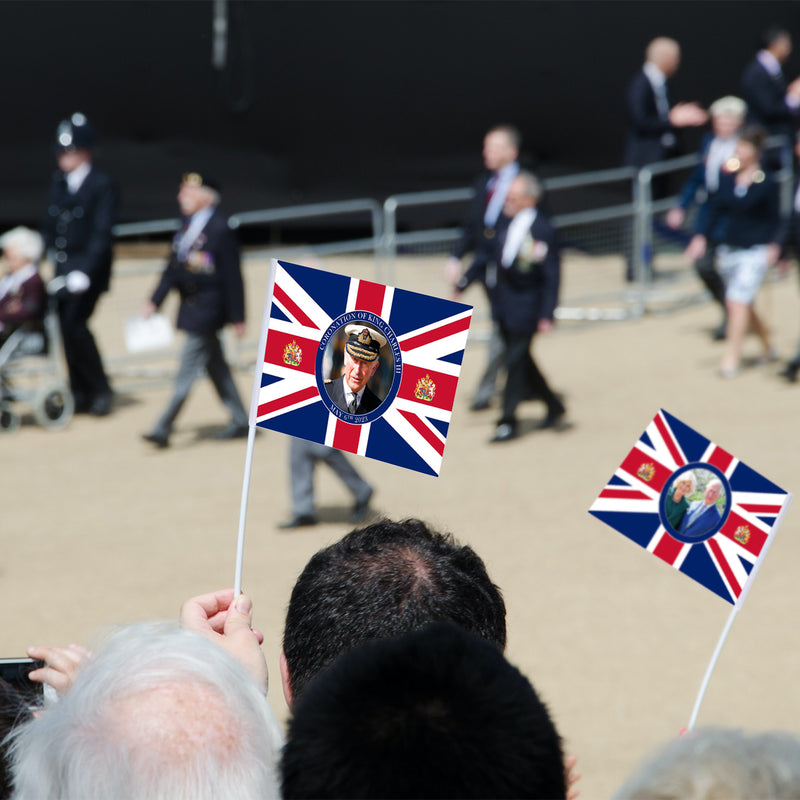 Hand Waving Flag Union Jack Small Flag on Stick for King Charles III Coronation