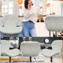 Modern Bar Stools, Leatherette Exterior Adjustable Swivel Chair with PU Leather, Backrest & Footrest for Breakfast Bar Table, Kitchen