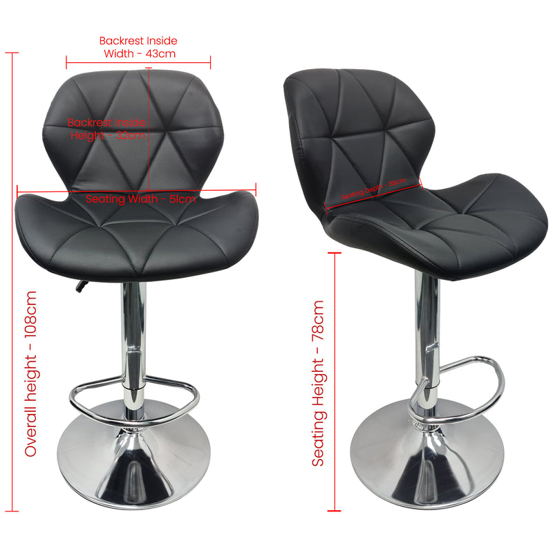 Modern Bar Stools, Leatherette Exterior Adjustable Swivel Chair with PU Leather, Backrest & Footrest for Breakfast Bar Table, Kitchen