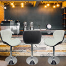 Modern Bar Stools, Leatherette Exterior Adjustable Swivel Chair with PU Leather, Backrest & Footrest for Breakfast Bar Table, Kitchen