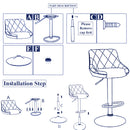 Modern Bar Stools, Leatherette Exterior Adjustable Swivel Chair with PU Leather, Backrest & Footrest for Breakfast Bar Table, Kitchen