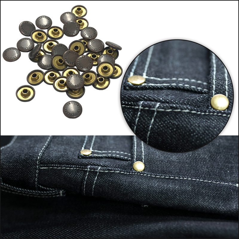 Denim Rivets 9mm Brass Hat Jeans Decorative Rivets For Fashion Accessories Clothing