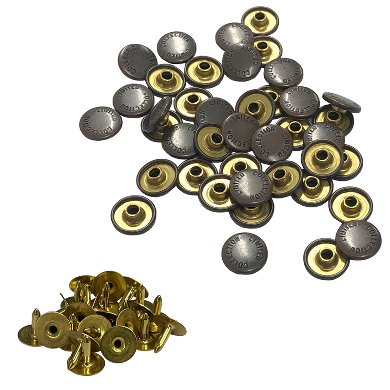 Denim Rivets 9mm Brass Hat Jeans Decorative Rivets For Fashion Accessories Clothing