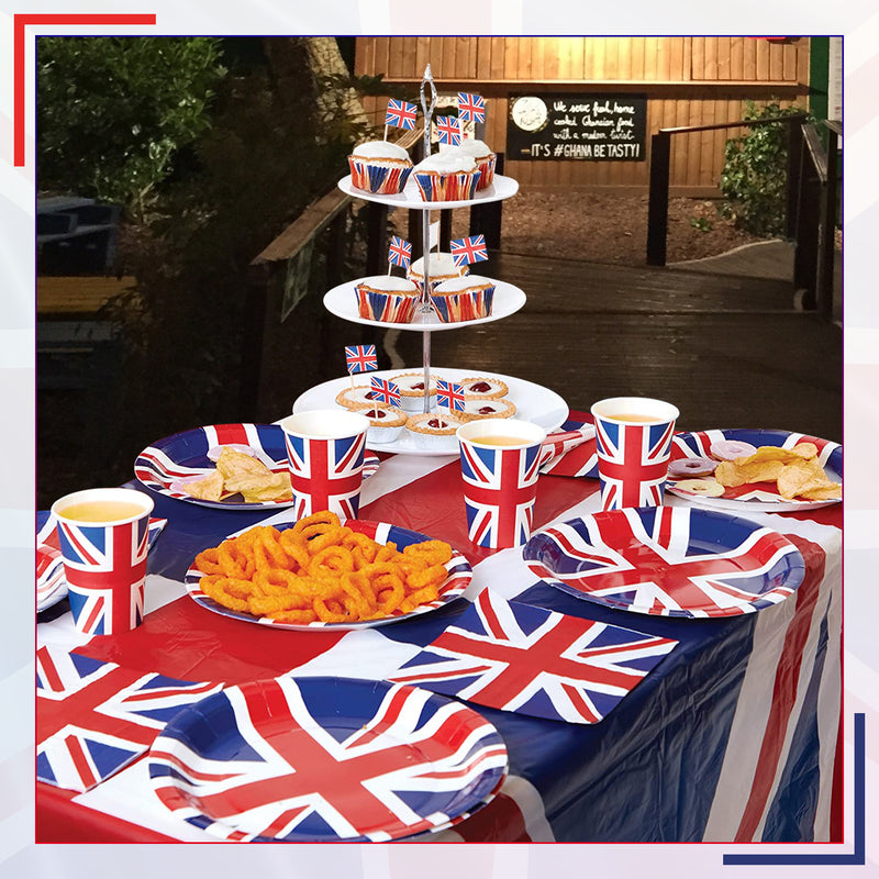 Union Jack Party Tableware Disposable Dinnerware for King Charles III Coronation