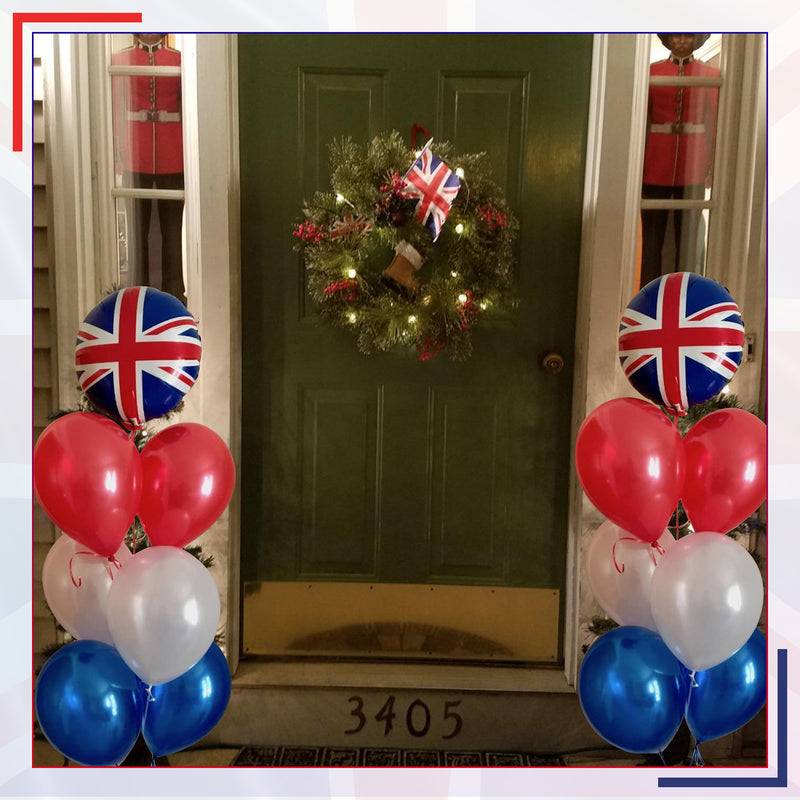 Red, White & Blue Latex Balloons for King Charles III Coronation, 10 Inches