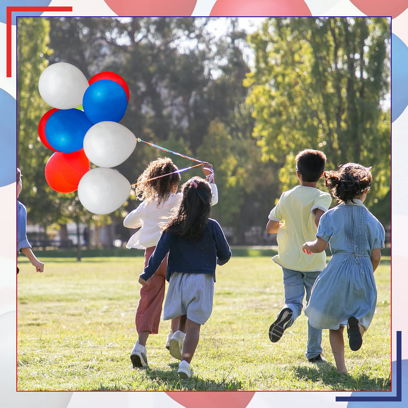 Red, White & Blue Latex Balloons for King Charles III Coronation, 10 Inches