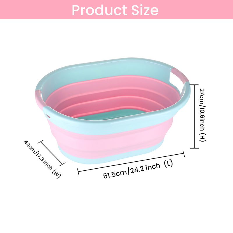 Oval Collapsible Foldable Laundry Basket Storage Organiser