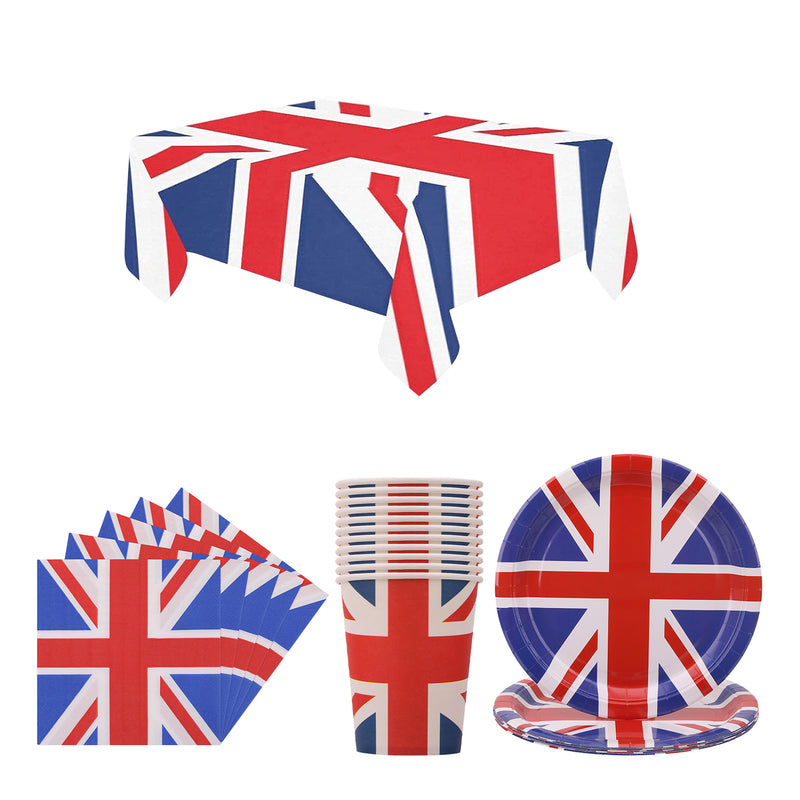 Union Jack Party Tableware Disposable Dinnerware for King Charles III Coronation