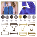 Dungaree Buckle With Jeans Buttons, Adjustable Slider Clips Fasteners For Suspender, Braces