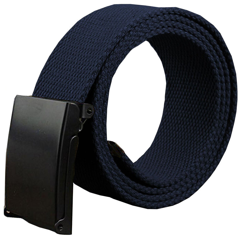 Military Style Webbing Belt Canvas Strap Automatic Metal Clasp Buckle Waist Band