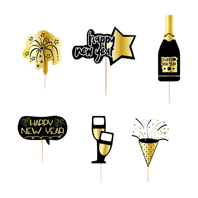 Happy New Year Cocktail Sticks Toothpicks Fruit Stick Picks