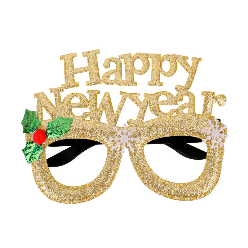 Happy New Year Christmas Glitter Party Glasses - 1 Piece