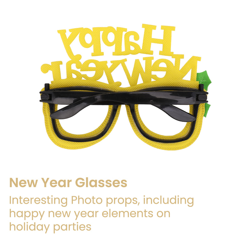 Happy New Year Christmas Glitter Party Glasses - 1 Piece