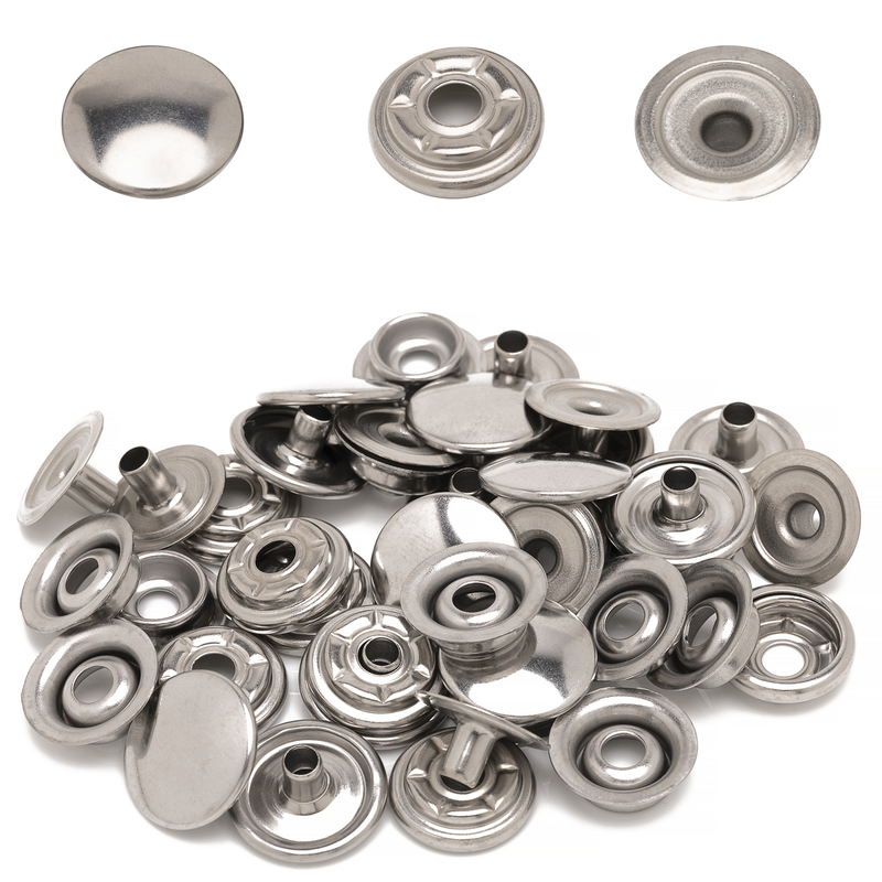 PRYM Press Studs, Non-Sewing 15mm Stainless Steel Snap Fasteners Buttons For Leather Crafts, Handbag