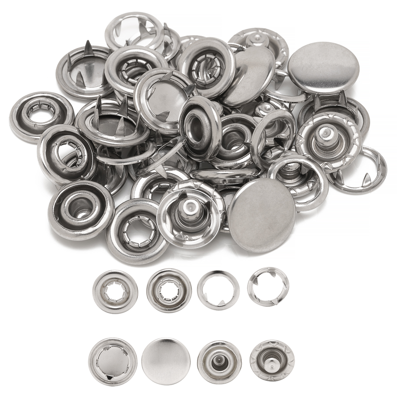 PRYM 12mm Jersey Cap Snap Poppers Fasteners Stainless Steel Prong Ring Press Studs