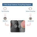 PRYM 12mm Pearl Snap Poppers Fasteners Stainless Steel Prong Ring Press Studs