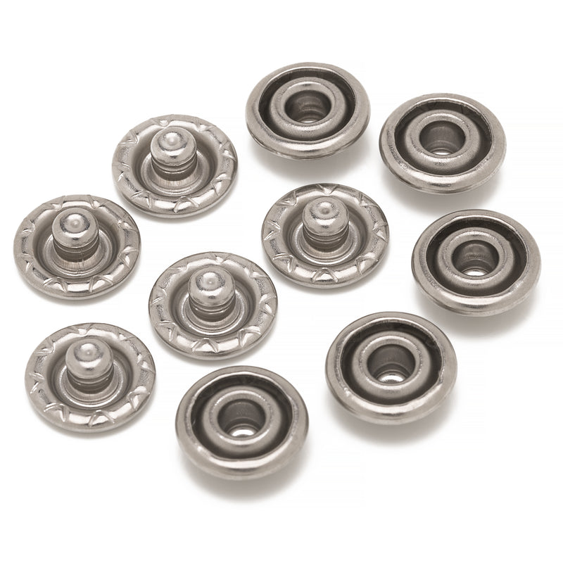 PRYM 12mm Pearl Snap Poppers Fasteners Stainless Steel Prong Ring Press Studs