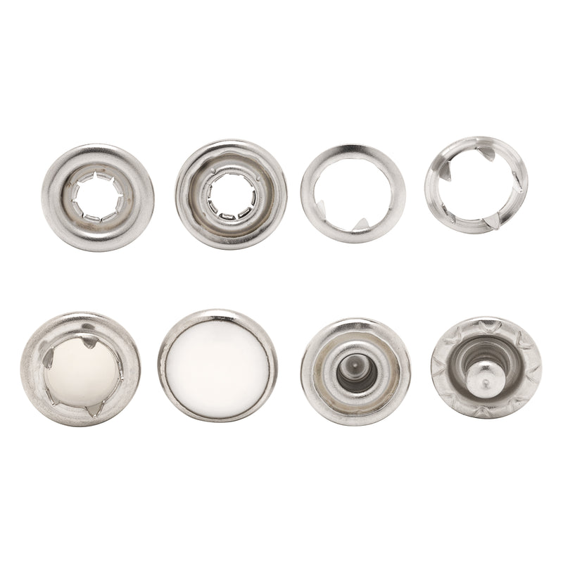 PRYM 12mm Pearl Snap Poppers Fasteners Stainless Steel Prong Ring Press Studs