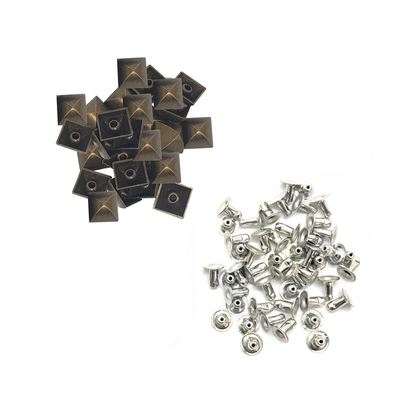 100pcs Pyramid Studs With Base Pins 15mm Punk Rivets For Bag Show Craft
