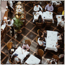 Rectangle Polyester Tablecloth for Banquet, Dining, Christmas Party - Black, White & Ivory