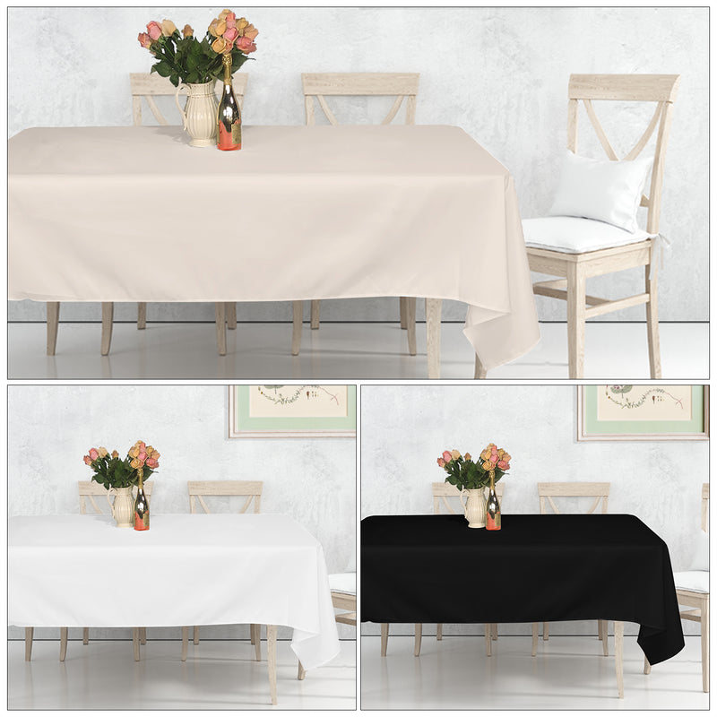 Rectangle Polyester Tablecloth for Banquet, Dining, Christmas Party - Black, White & Ivory