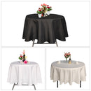 Polyester Round Tablecloth, Premium Linen Table Cover - Black, White & Ivory