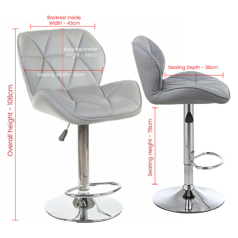 Modern Bar Stools, Leatherette Exterior Adjustable Swivel Chair with PU Leather, Backrest & Footrest for Breakfast Bar Table, Kitchen