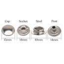 PRYM Press Studs, Non-Sewing 15mm Stainless Steel Snap Fasteners Buttons For Leather Crafts, Handbag