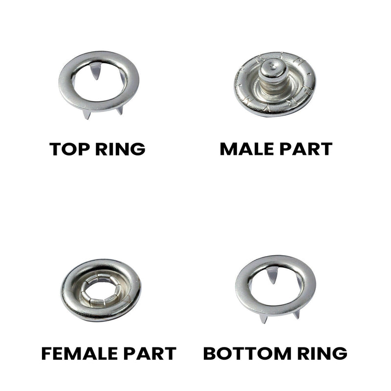 PRYM 10mm Snap Poppers Fasteners Prong Ring Press Studs For Babygrows, Baby Bib, Kids Wear