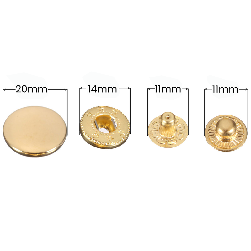 Metal S Spring 20mm Press Studs 4 Parts Durable & Lightweight Fasteners For DIY Leather Jackets Sewing
