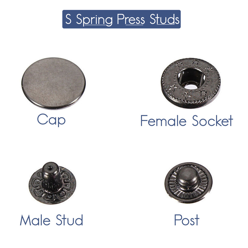 Metal S Spring 20mm Press Studs 4 Parts Durable & Lightweight Fasteners