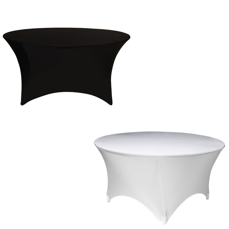 Round Spandex Table Linen Stretchable Tablecloth for Banquets, Trade Shows, Cocktail Parties