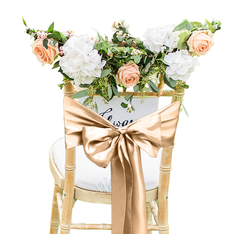 Premium Satin Chair Cover Sashes Fuller Bows for Weddings, Banquets, Events - 18cm X 274cm
