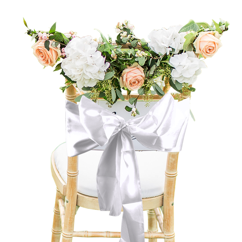 Premium Satin Chair Cover Sashes Fuller Bows for Weddings, Banquets, Events - 18cm X 274cm