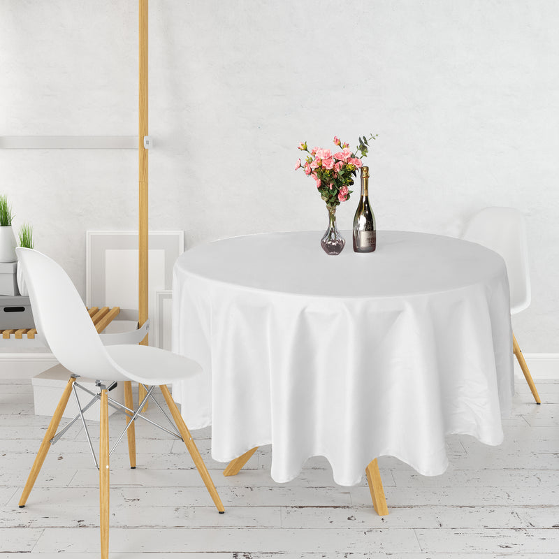 Round Polyester Tablecloth for Banquet, Dining, Christmas Party - Black, White & Ivory