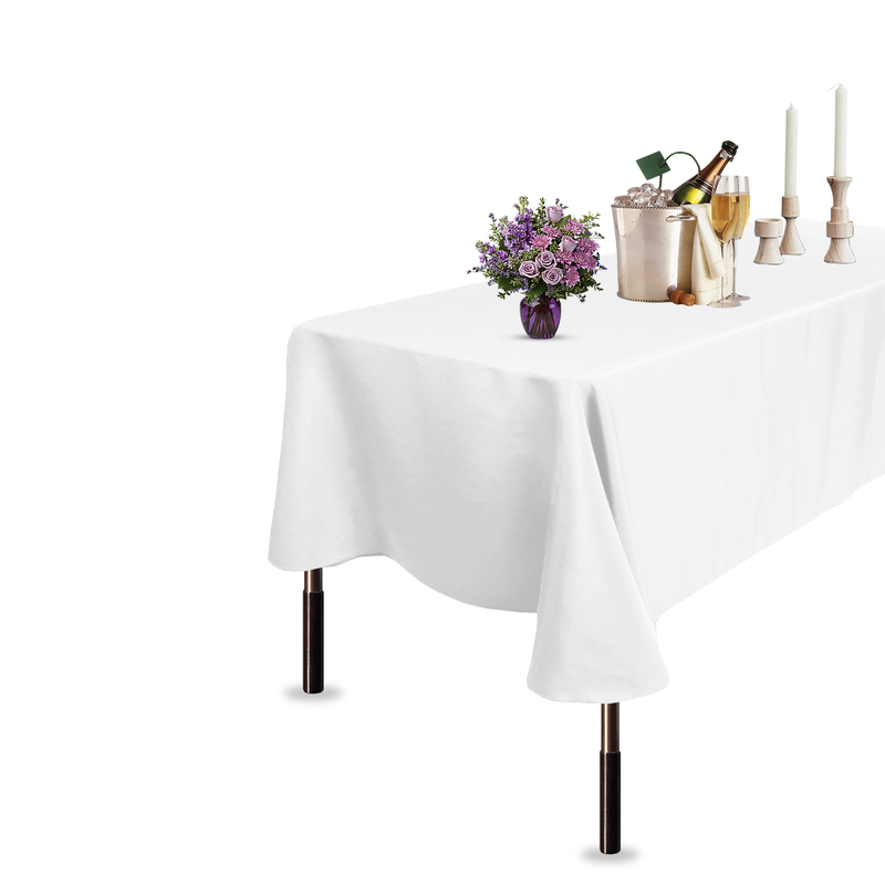 Polyester Rectangle Tablecloth, Premium Linen Table Cover - Black, White & Ivory