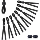 Silicone Cord Locks Toggles Black & White With 5mm Wide Elastic Ear Loop Adjuster Buckles