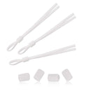 Silicone Cord Locks Toggles Black & White With 5mm Wide Elastic Ear Loop Adjuster Buckles