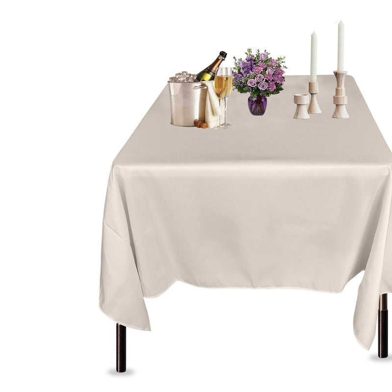 Polyester Square Tablecloth, Premium Linen Table Cover - Black, White & Ivory