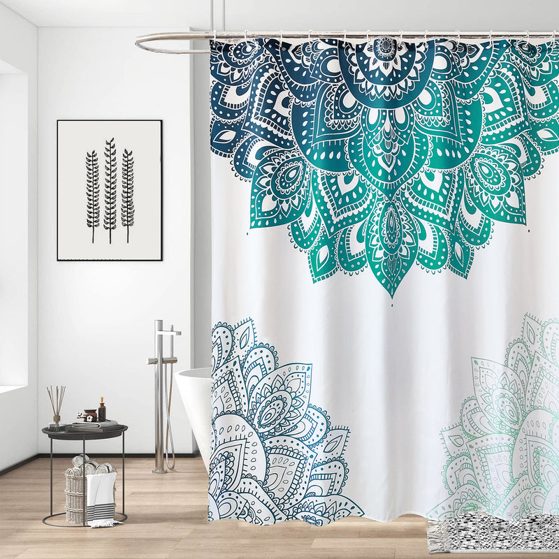 Polyester Shower Curtain, Waterproof Bath Curtain with Hooks