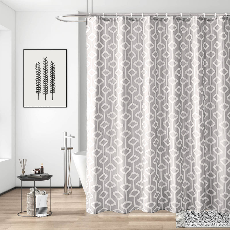 Polyester Shower Curtain, Waterproof Bath Curtain with Hooks